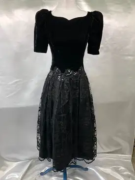 1980's Scott McClintock Prom Vintage Black Dress Size Small