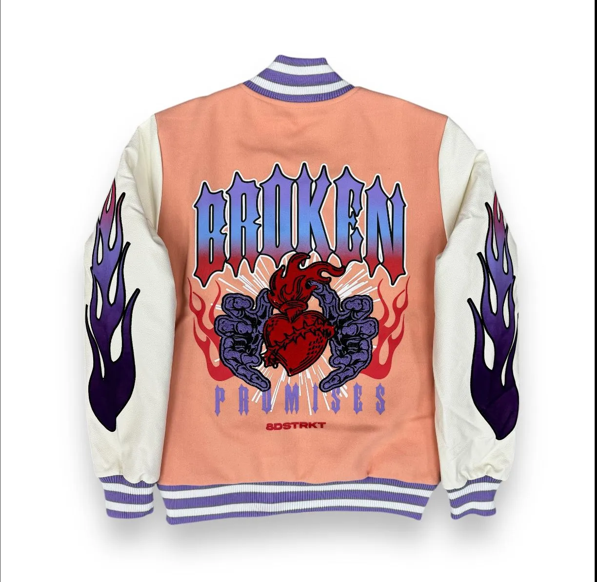 8ight Dstrkt Broken Promises Pink Varsity Jacket