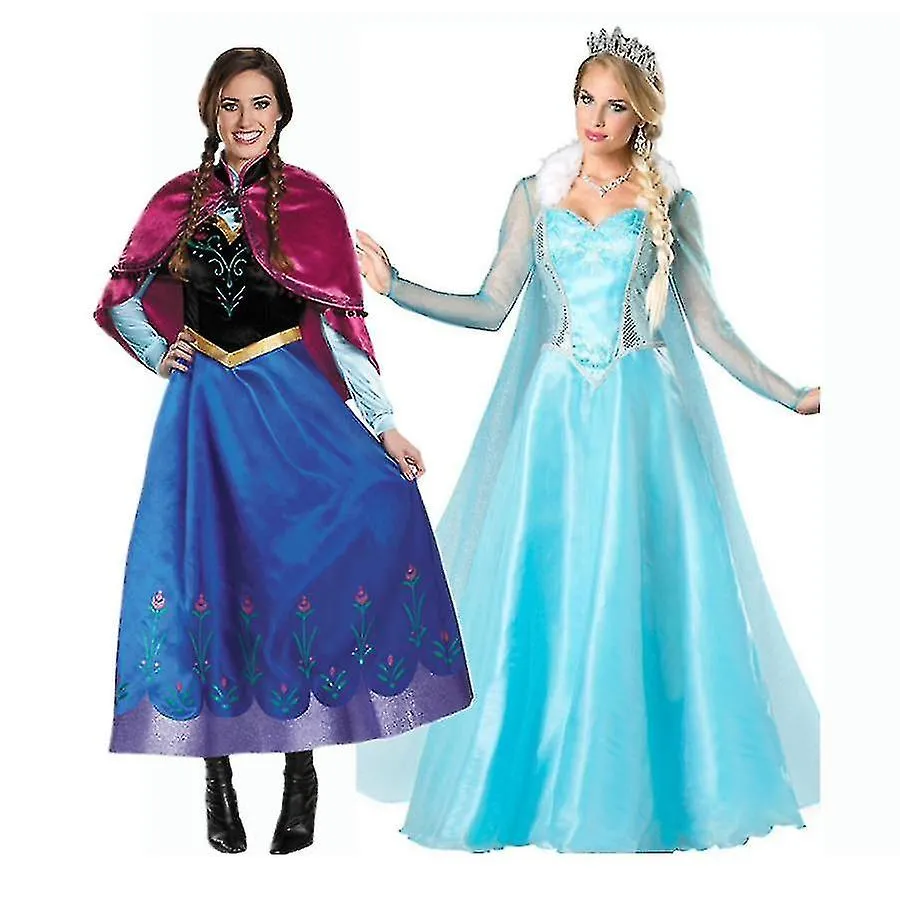 Adult Princess Anna Elsa Costume Christmas Cos Fancy Dress Outfit