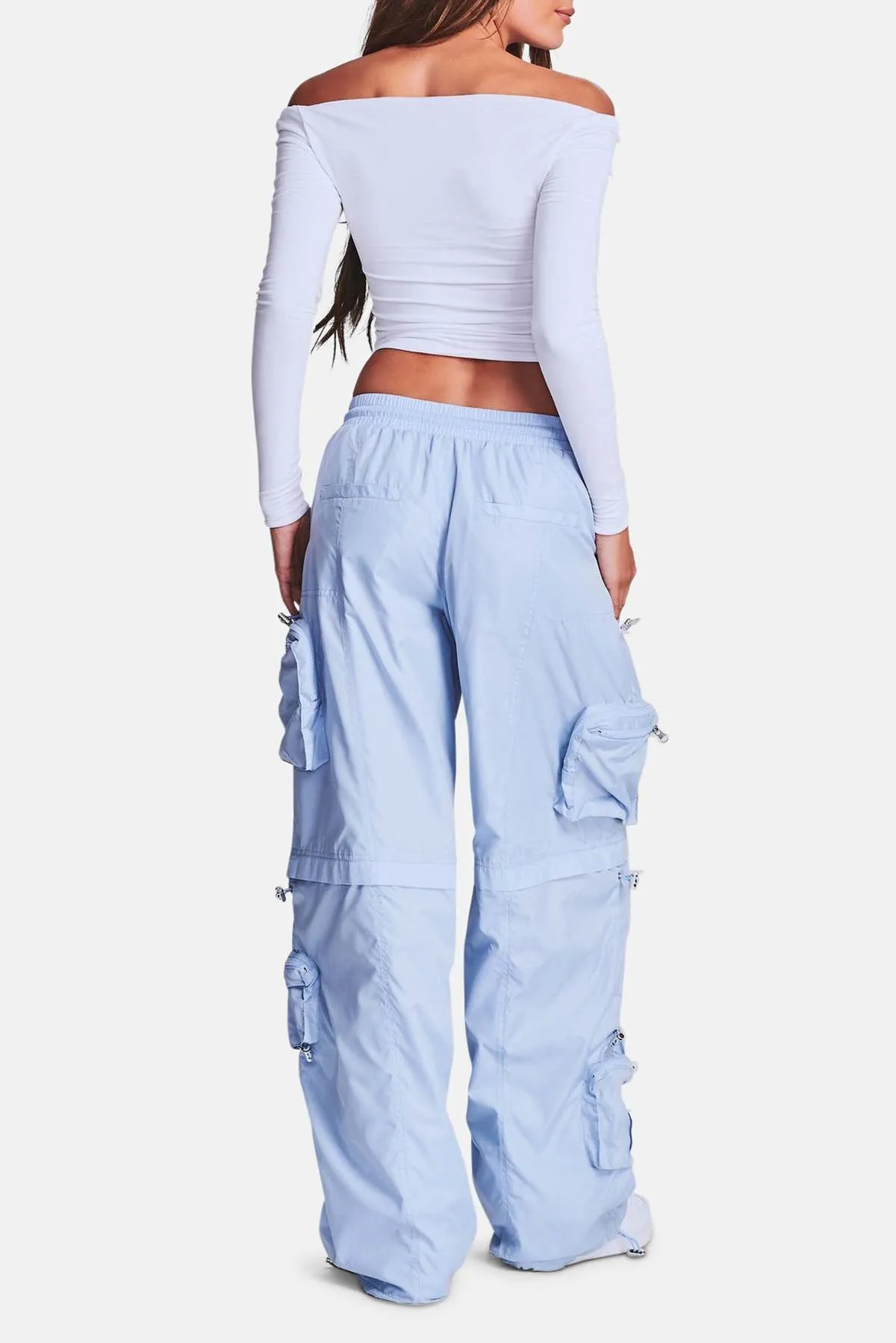 Alba Ruched Cargo Pant - Light Blue