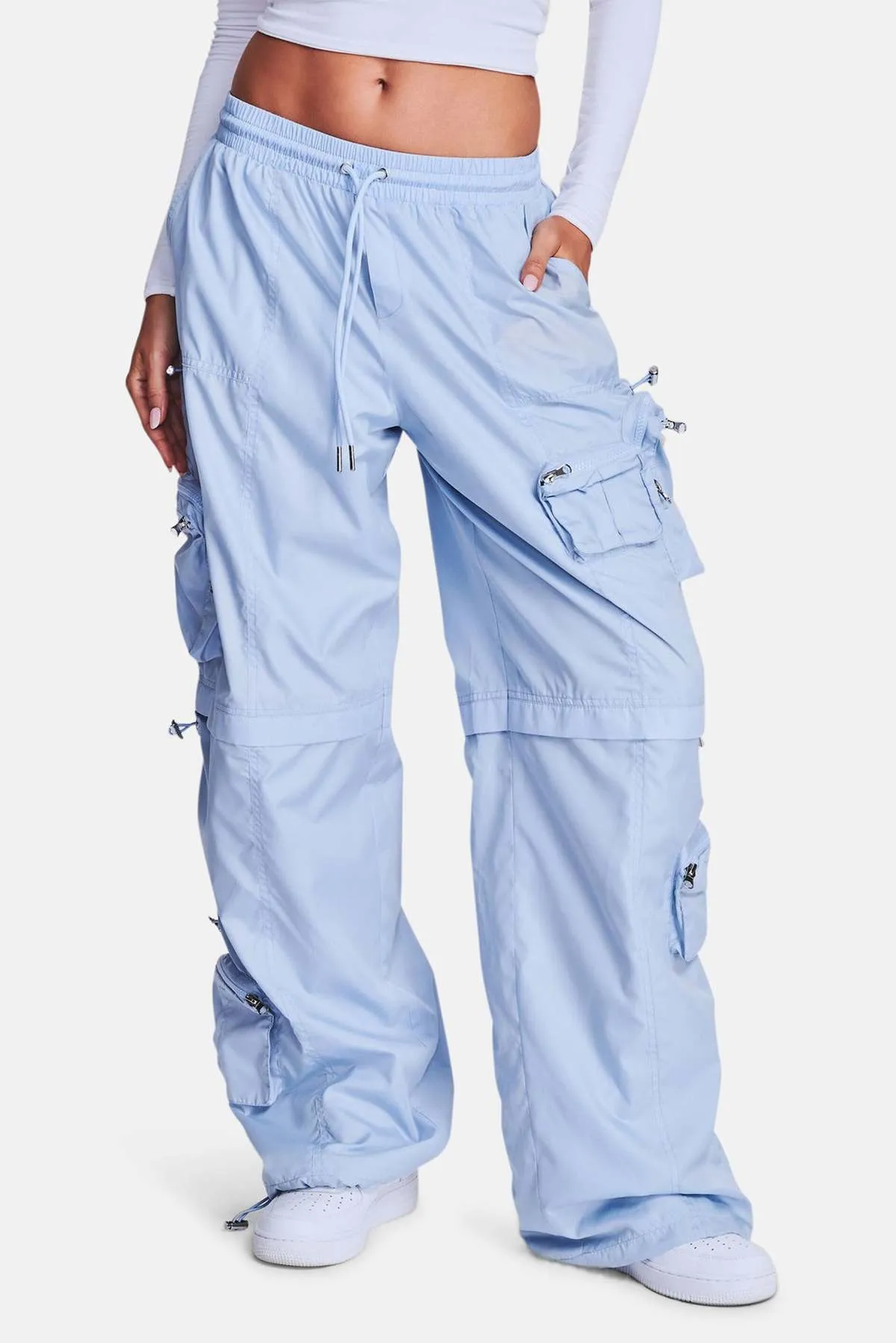 Alba Ruched Cargo Pant - Light Blue