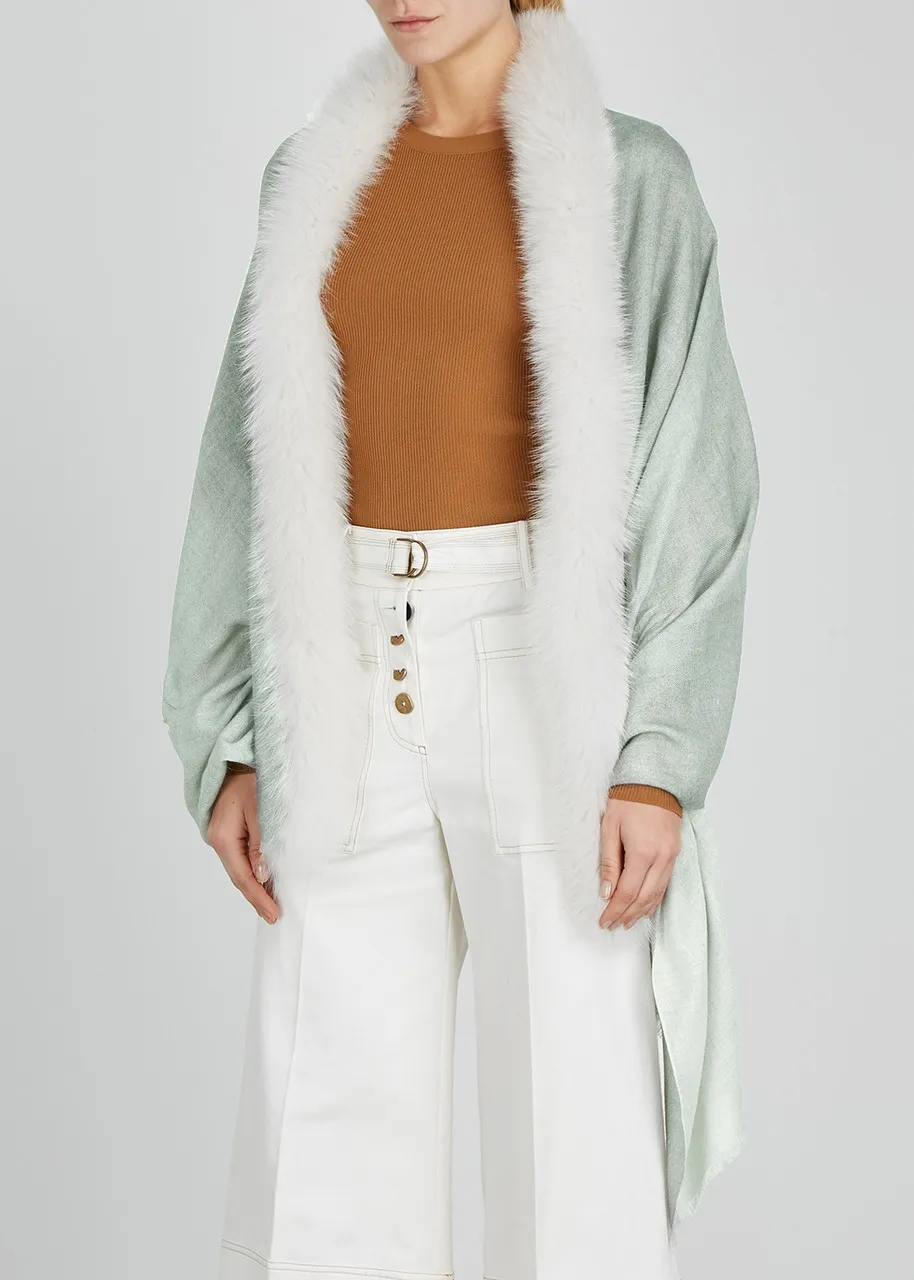 AMA PURE Fur-trimmed wool scarf -                         -                     -                