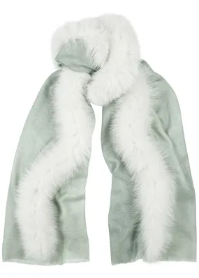 AMA PURE Fur-trimmed wool scarf -                         -                     -                