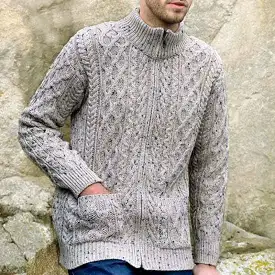 Aran Zip Cardigan with Pockets