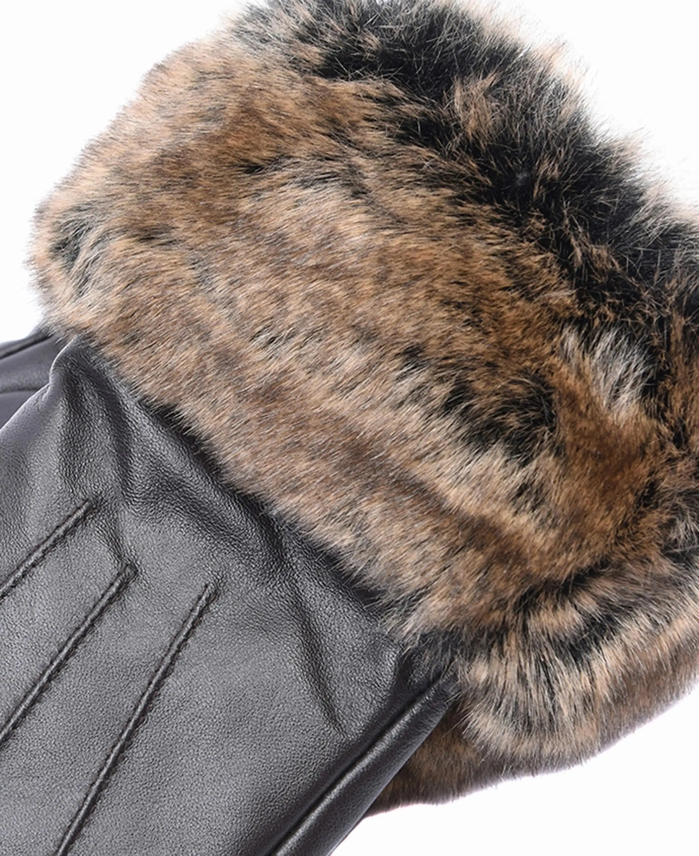 Barbour Faux Fur Trimmed Leather Gloves