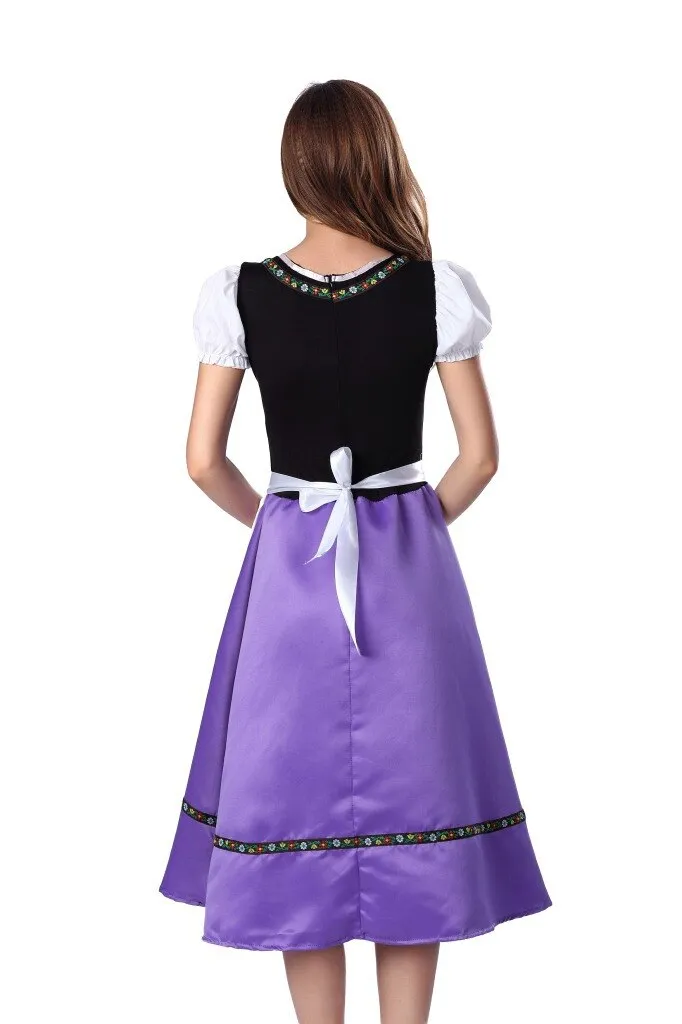 Beer Festival Cosplay Purple Maid Peasant Costume For Adult Women Halloween Carnival German Bavarian Oktoberfest Fancy Dress