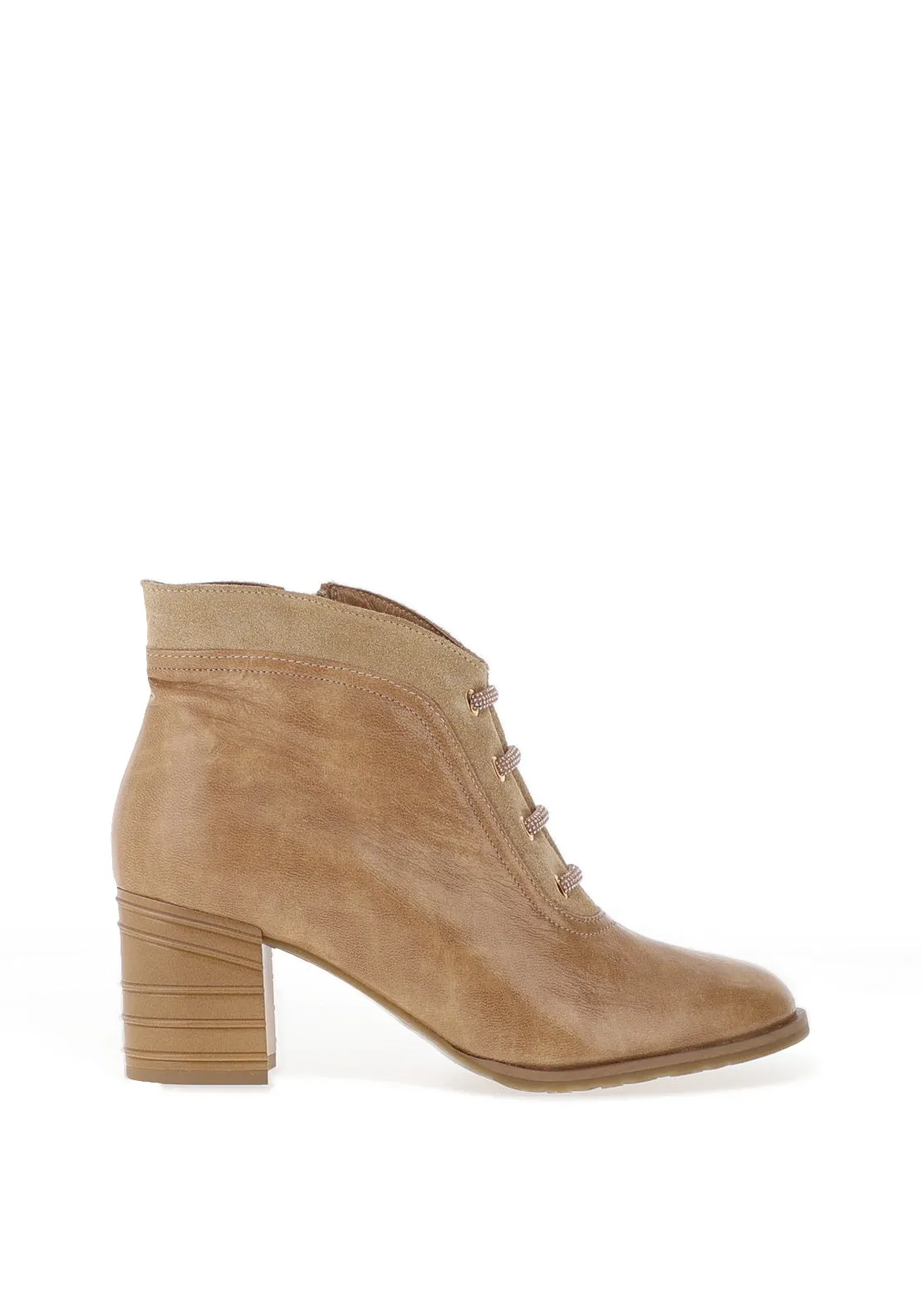 Bioeco By Arka Leather Block Heel Boot, Camel