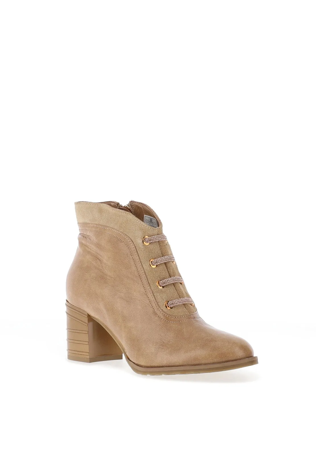 Bioeco By Arka Leather Block Heel Boot, Camel