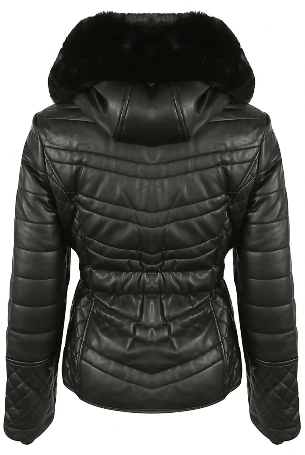 Black Fleece Fur Hood Puffer Jacket