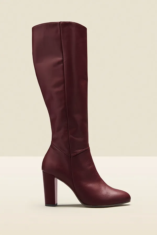 Blake Burgundy Leather Zip Knee High Boot