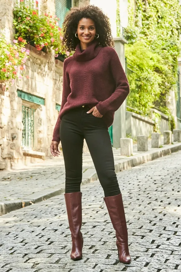 Blake Burgundy Leather Zip Knee High Boot