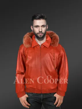 Bomber with Hood and Fox Fur Trim