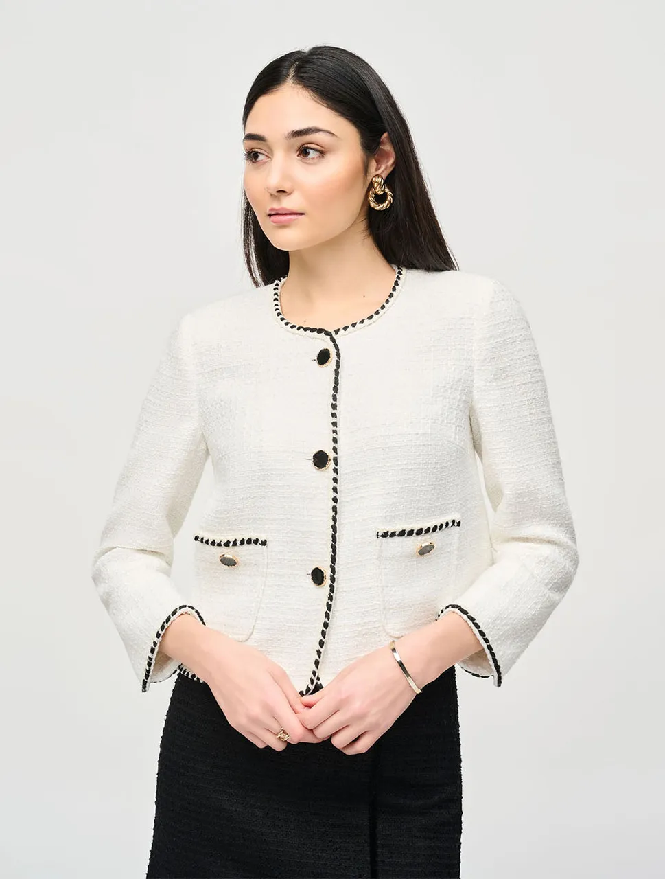 Bouclé Jacket with Contrast Trim | Joseph Ribkoff