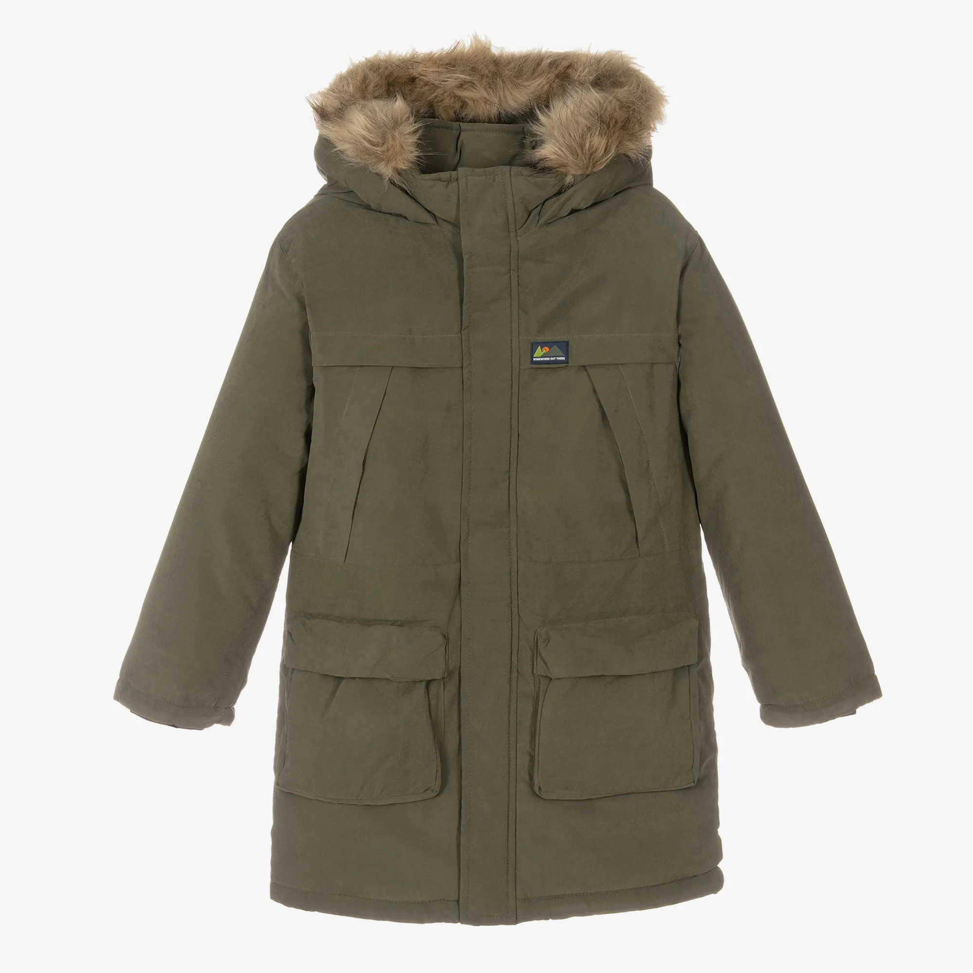 Boys Green Parka Coat