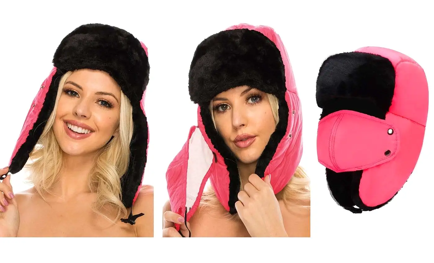 BravemanUnisex Trapper Eskimo Fur-Lined Winter Hunting Hat with Ear Flaps and Removable Mask