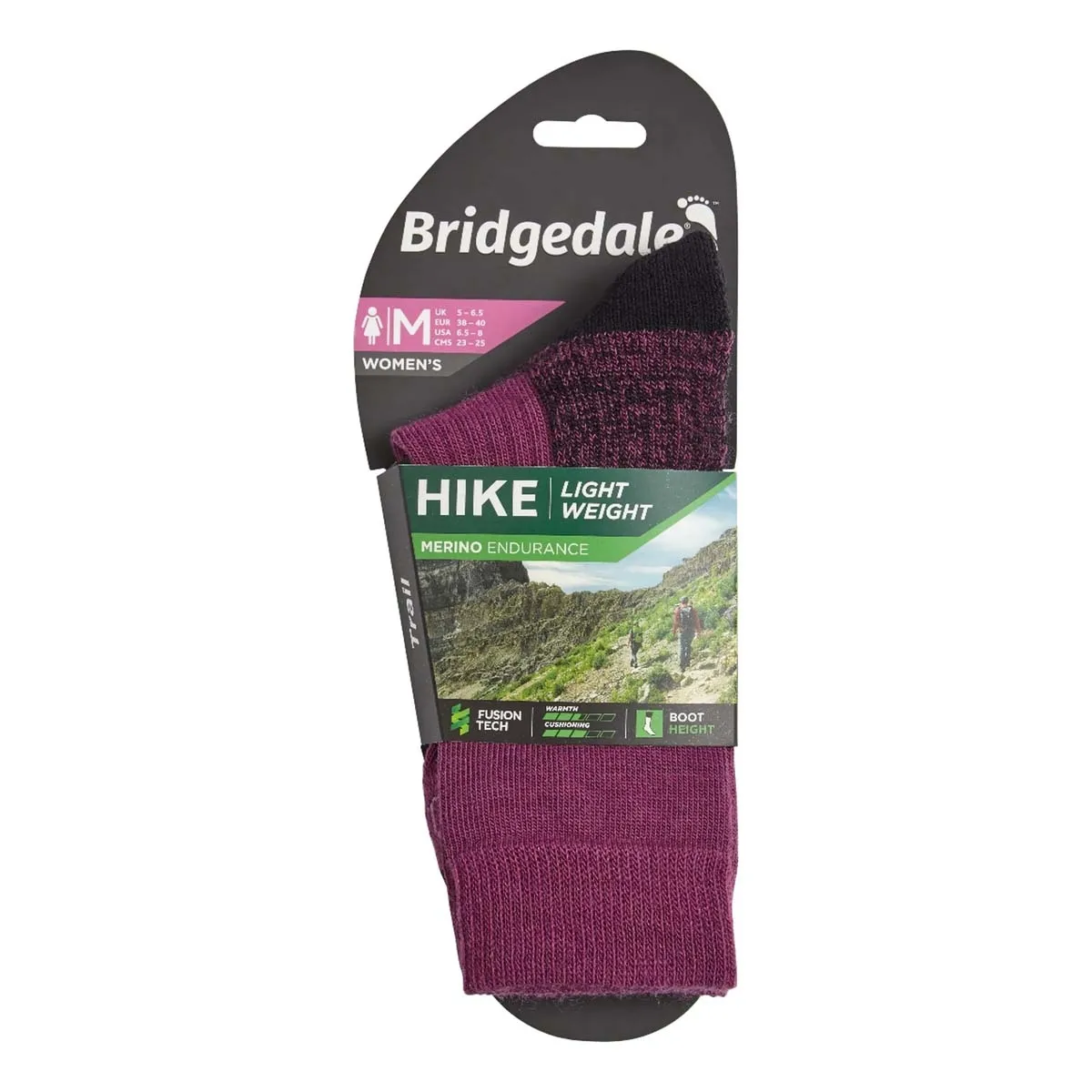 Bridgedale Hike Lightweight Merino Performance Boot Sock (Women's) - Berry