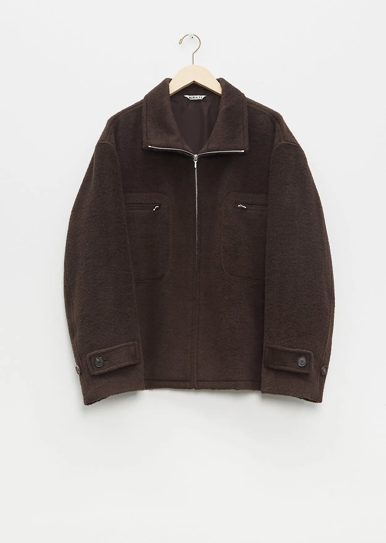 Brushed Suri Alpaca Mohair Jacquard Zip Blouson