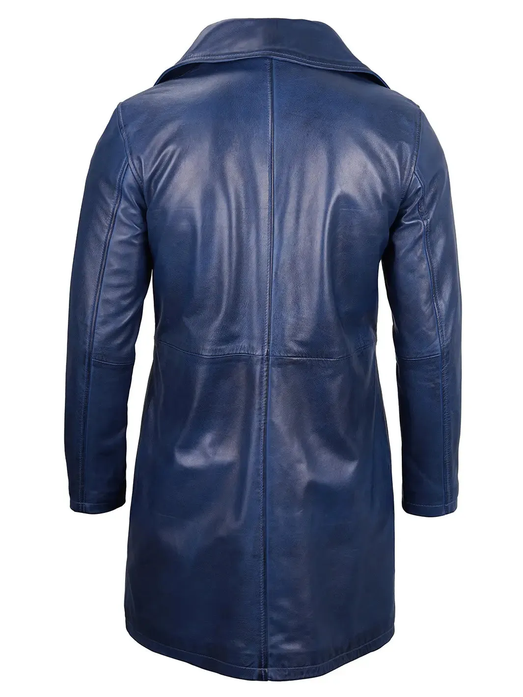 Bryson Blue Wax Real Leather Car Coat