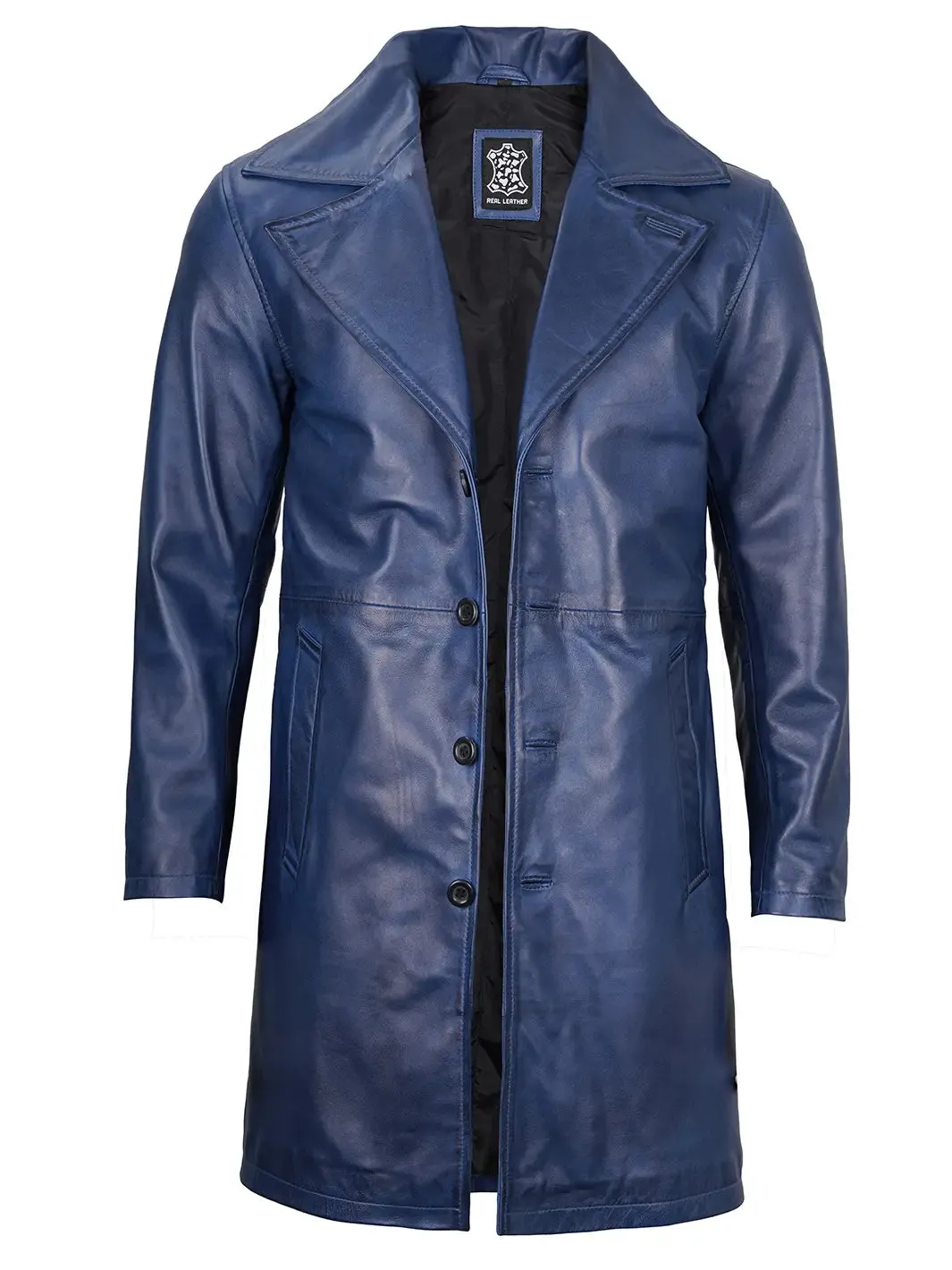 Bryson Blue Wax Real Leather Car Coat