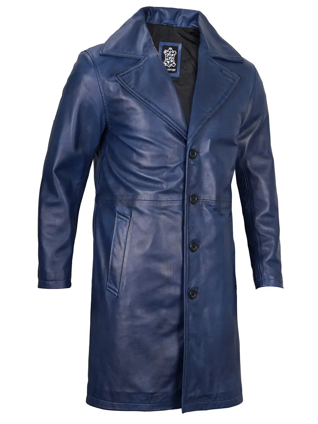 Bryson Blue Wax Real Leather Car Coat