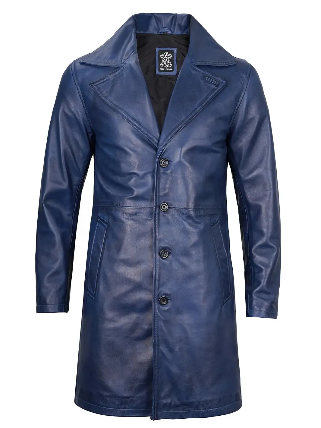 Bryson Blue Wax Real Leather Car Coat