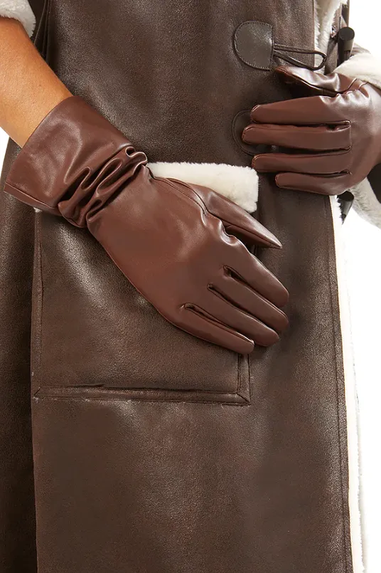 Cacao Vegan Leather Gloves