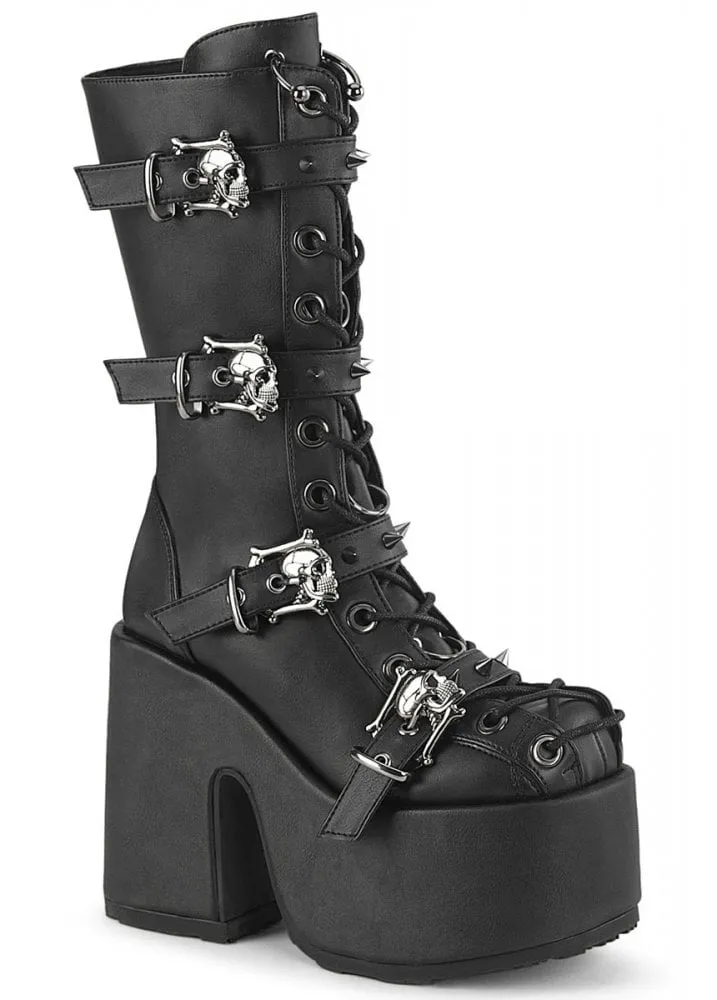 Camel 115 Skull Buckle Platform Boot