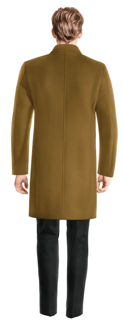 Camel Long Double-Breasted Coat