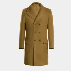 Camel Long Double-Breasted Coat