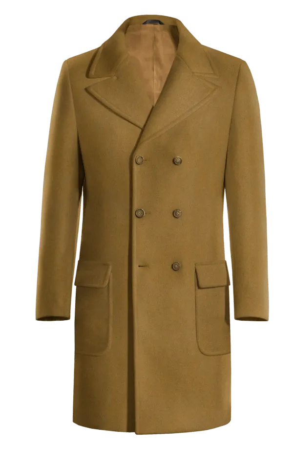 Camel Long Double-Breasted Coat