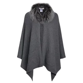 Cashmere and Fur Cape - Anthracite