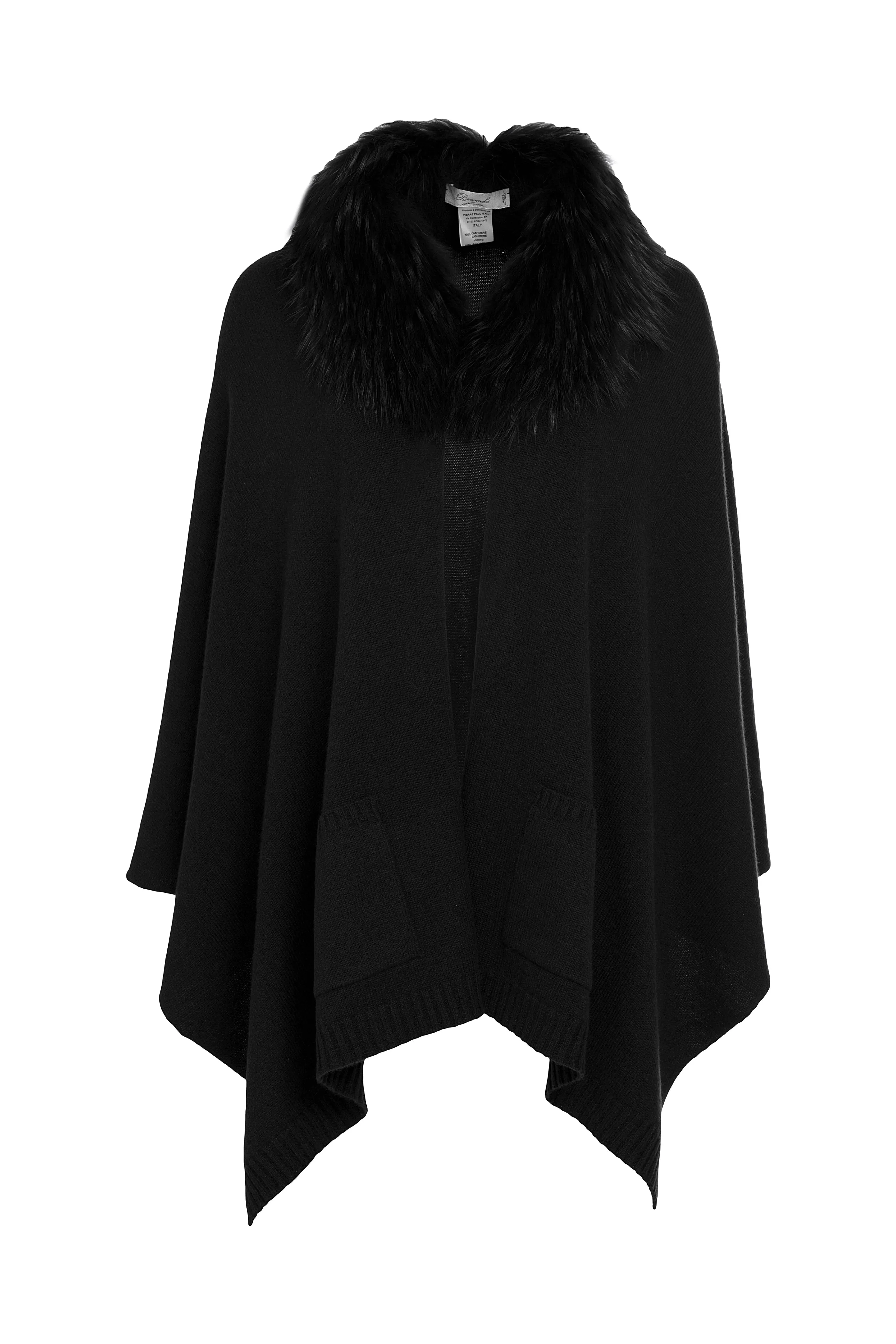 Cashmere and Fur Cape - Jet