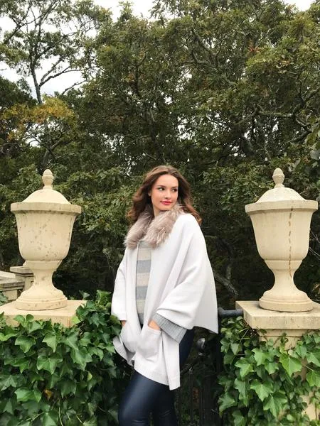 Cashmere and Fur Cape - Jet