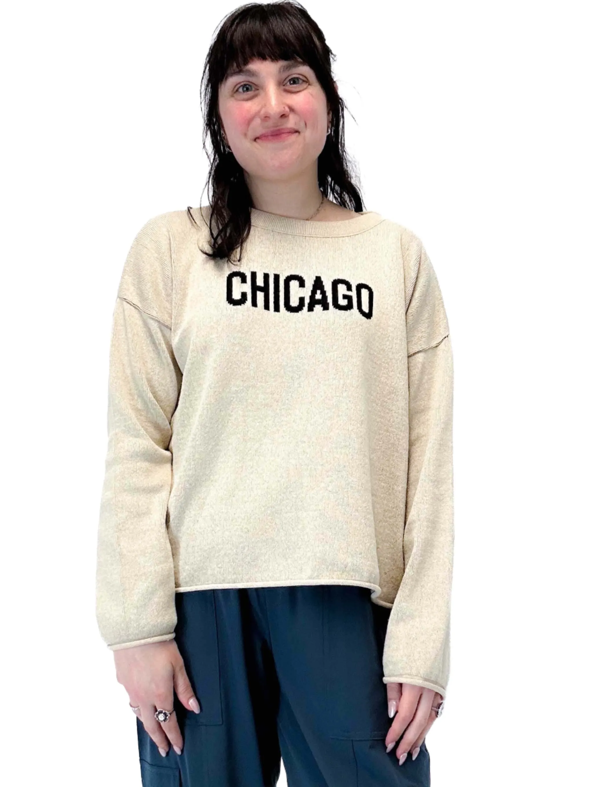 Chicago Boxy Sweater in Camel/Black