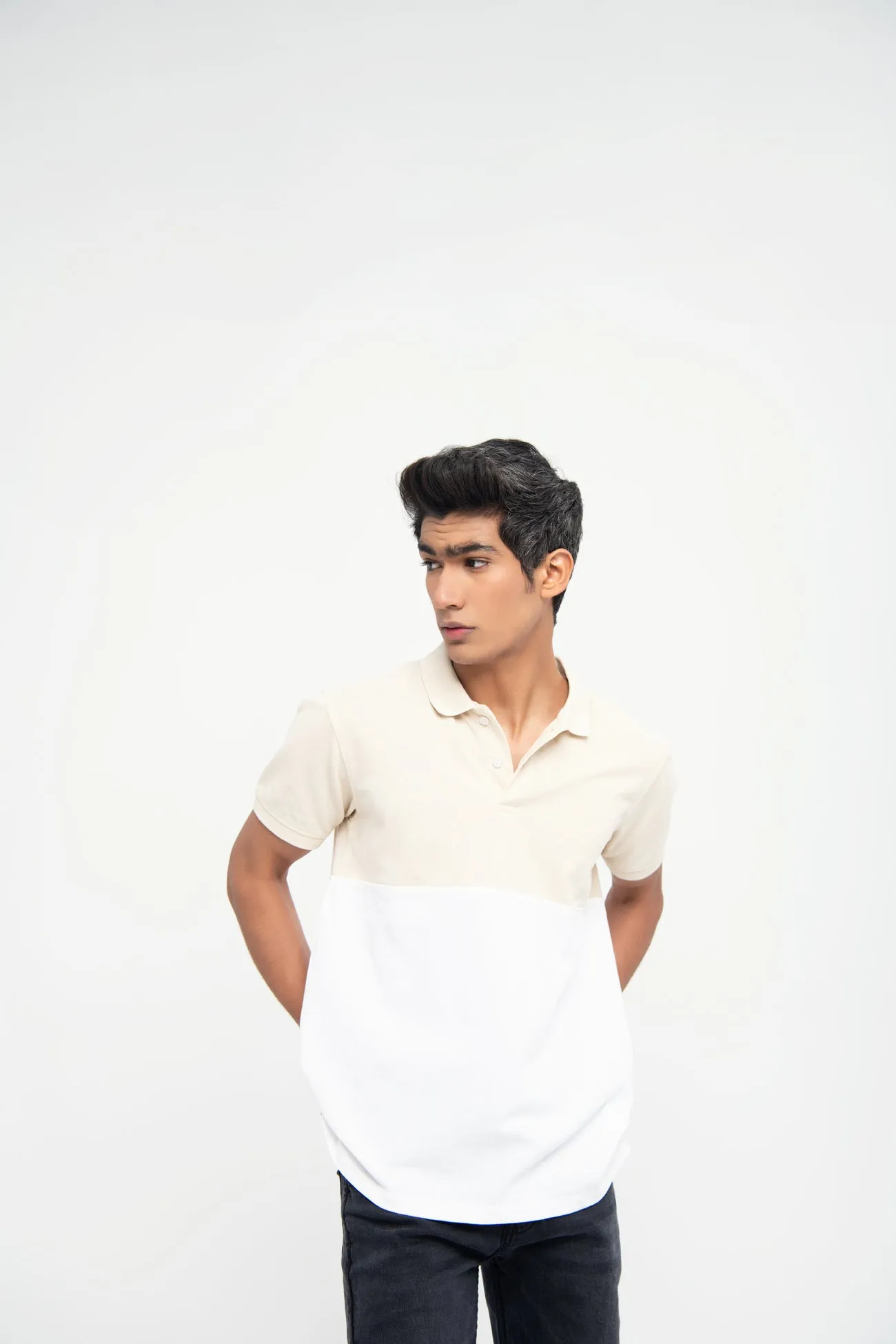 COLOR BLOCK COTTON POLO SHIRT