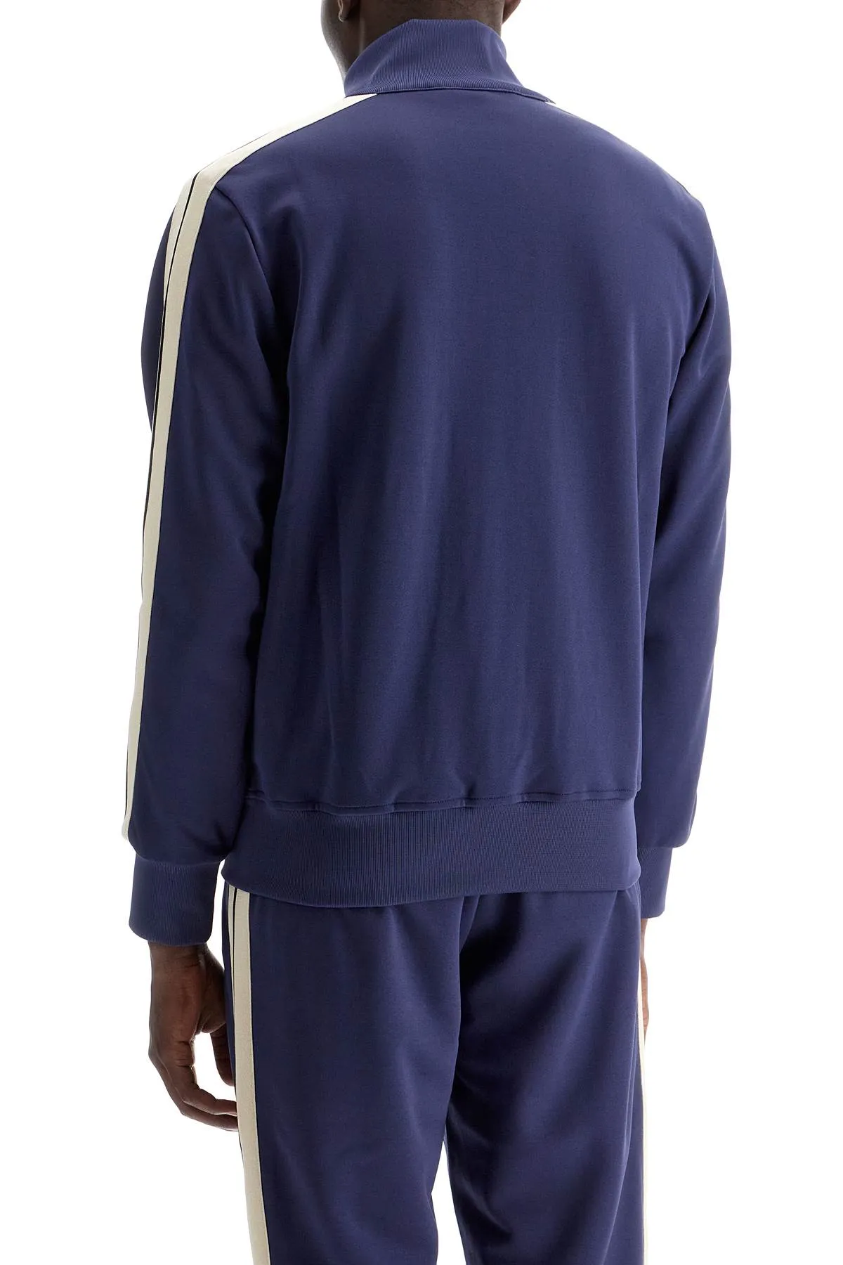 contrast band track jacket with nine words PMBD058C99FAB001 NAVY BLUE  OFF WHITE