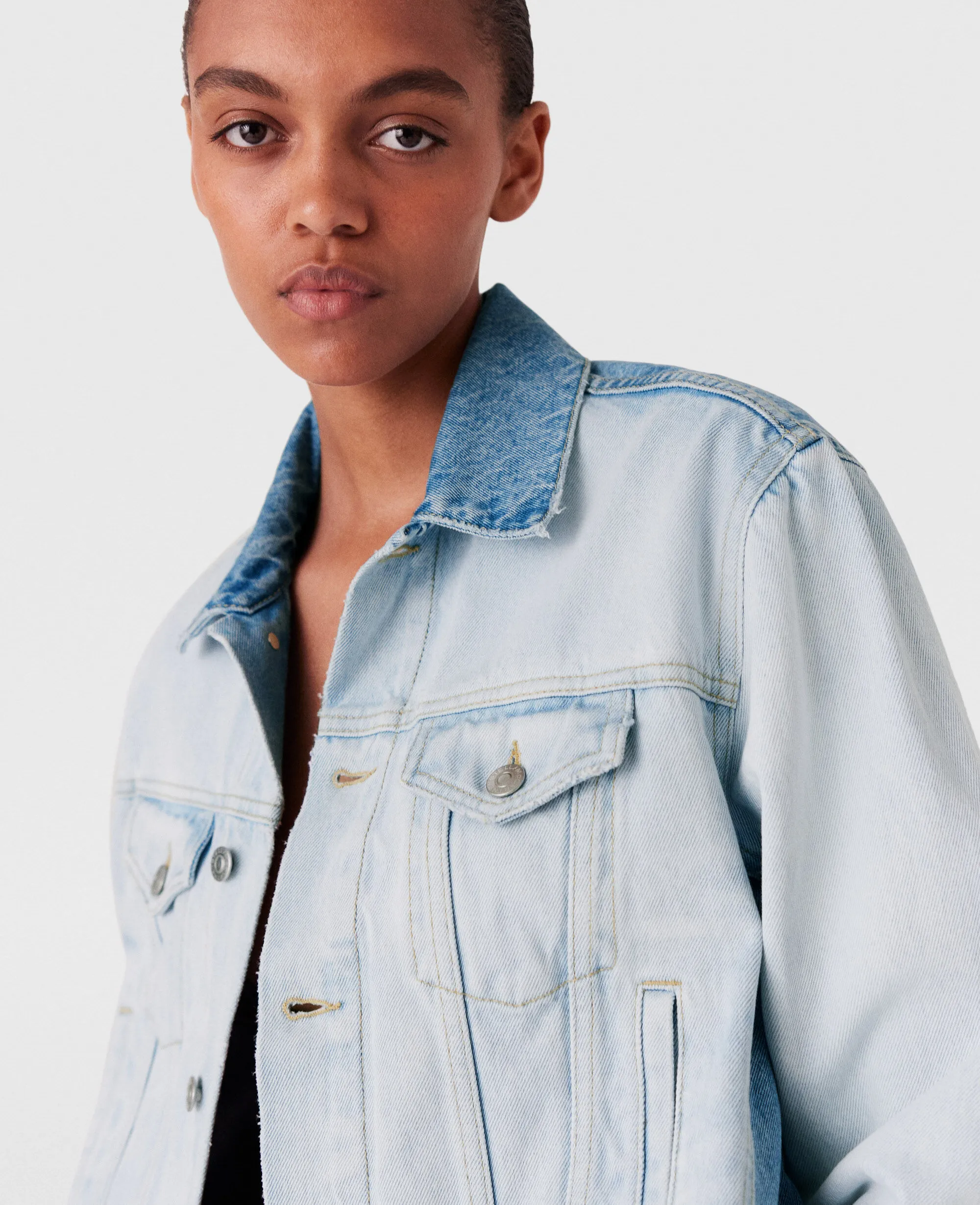 Contrast Panel Denim Jacket