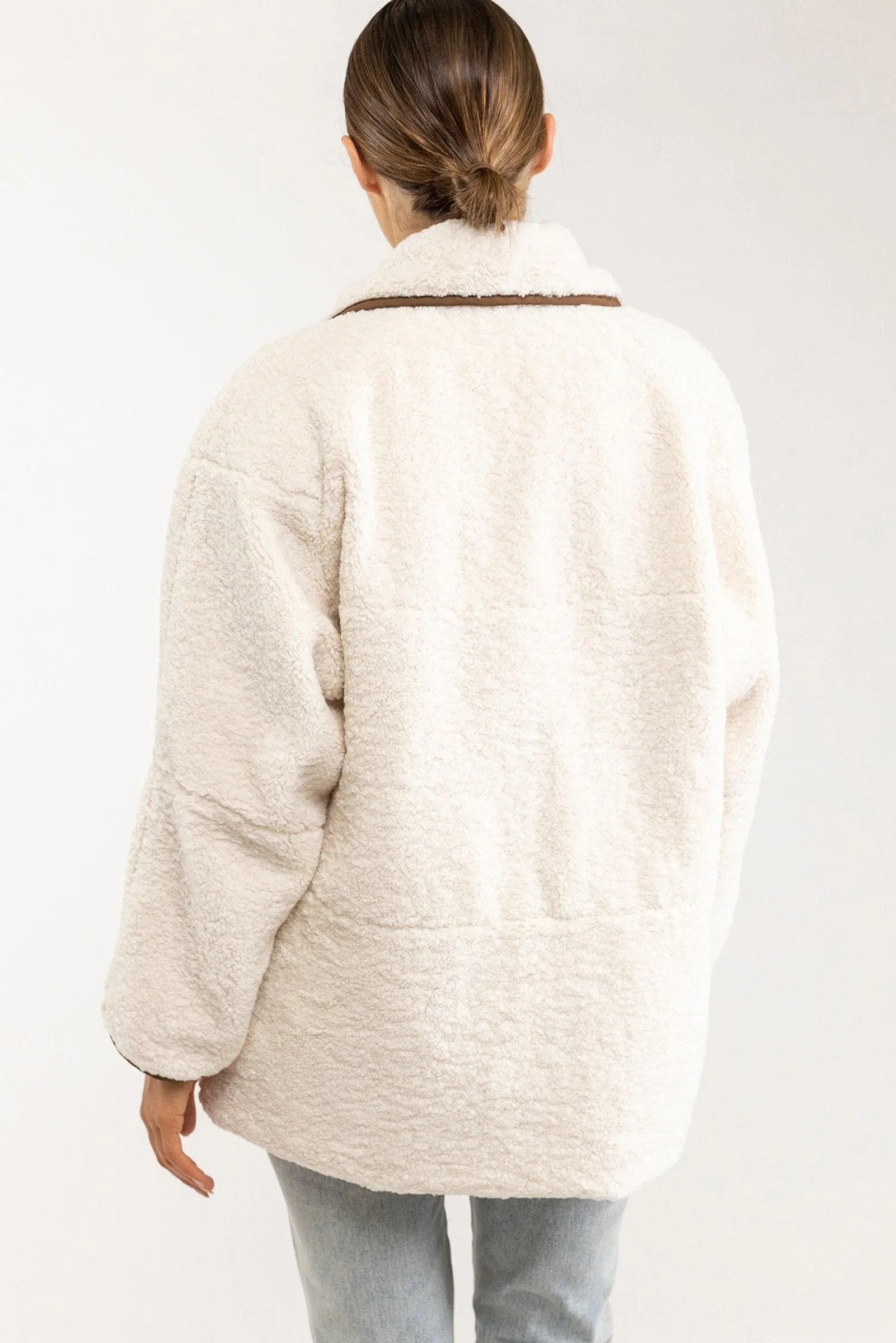 Contrast Sherling Jacket Off White