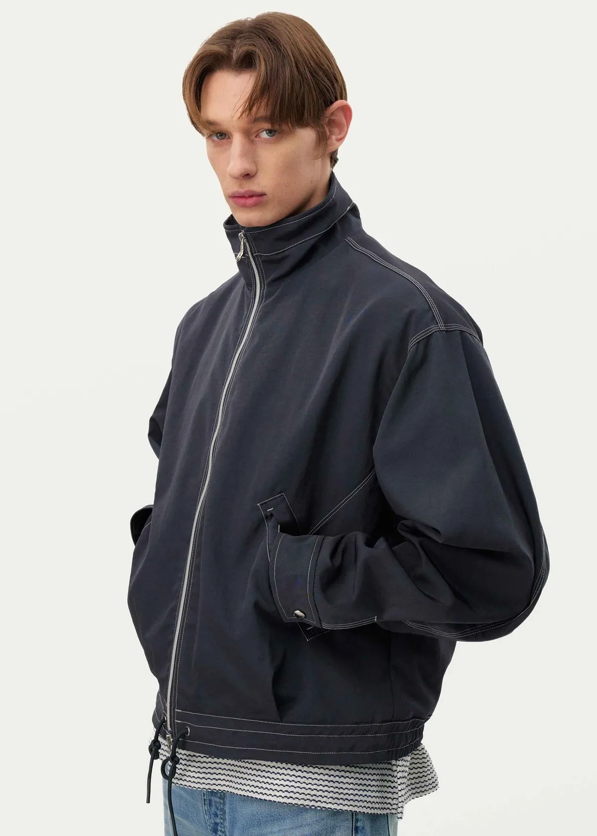 Contrast Track Jacket - Navy