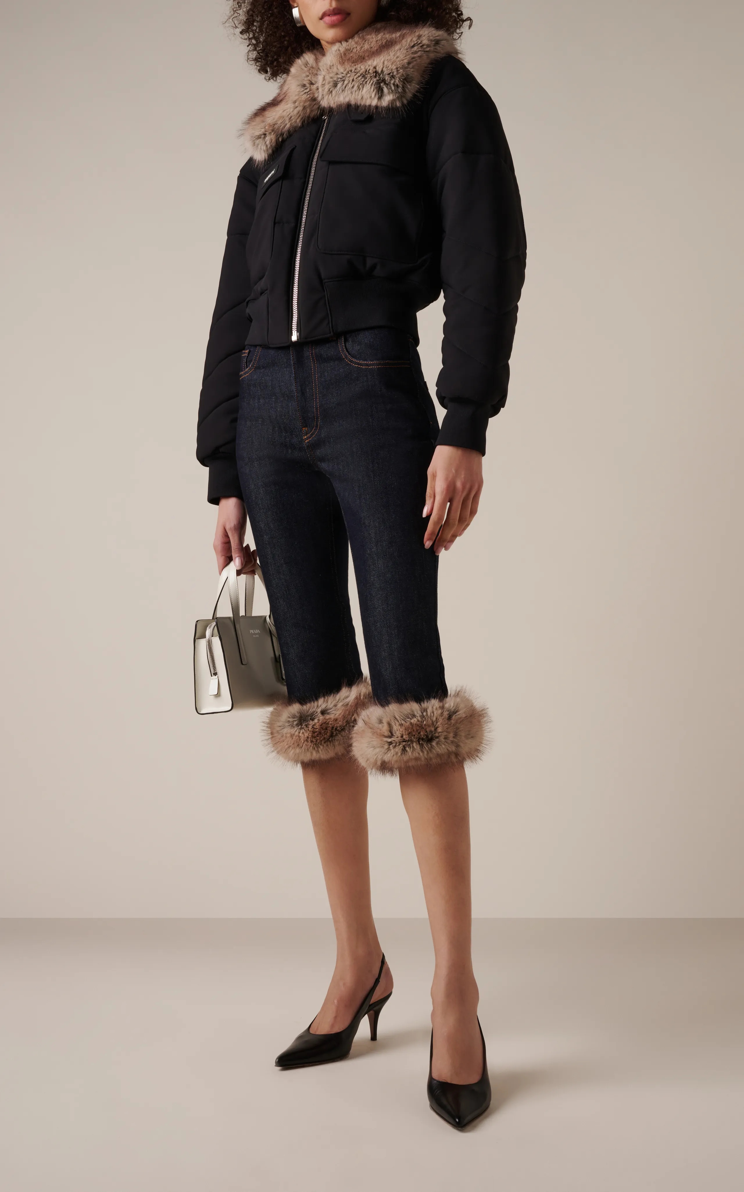 Coperni Faux Fur-Trimmed Bomber Jacket