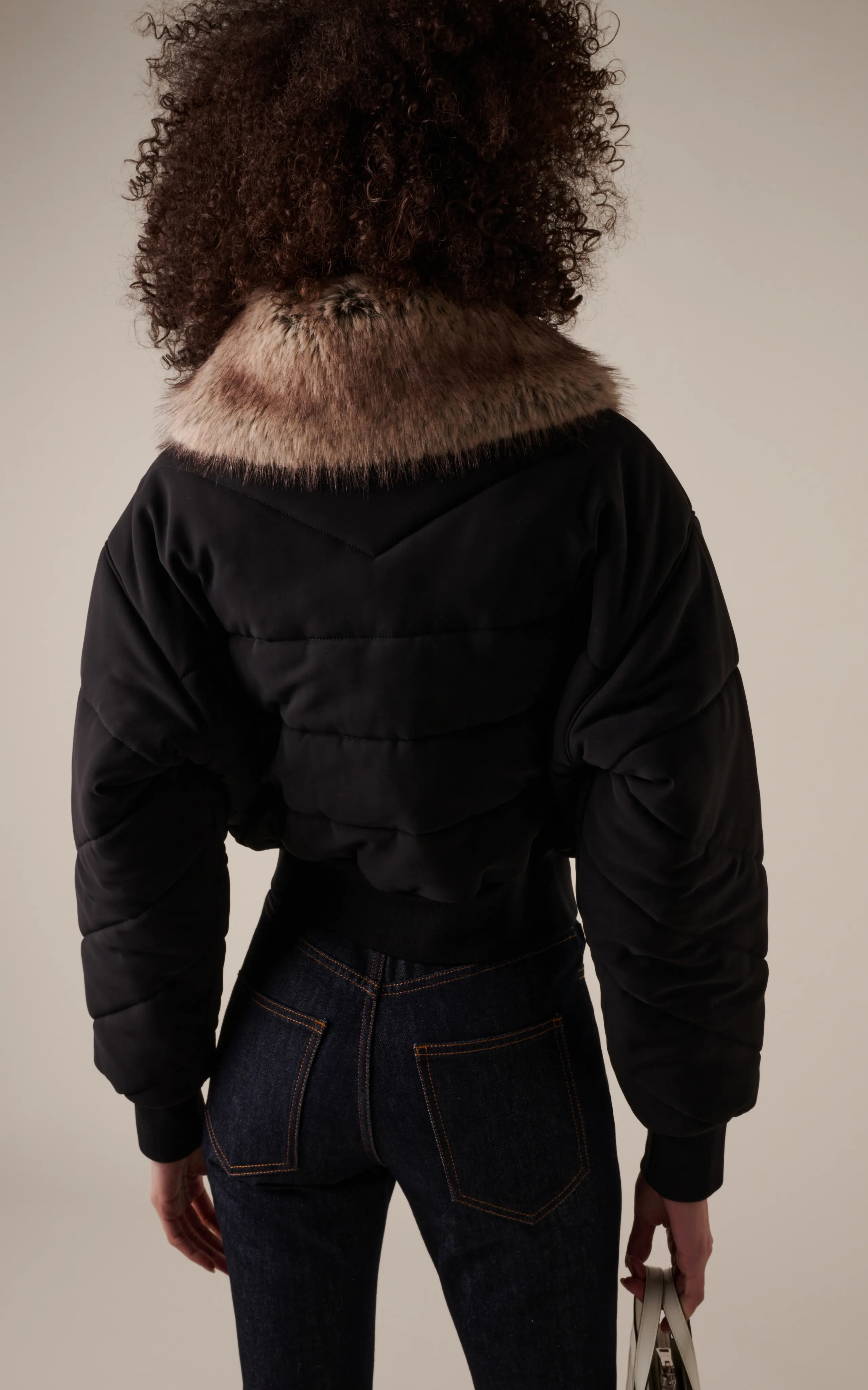 Coperni Faux Fur-Trimmed Bomber Jacket