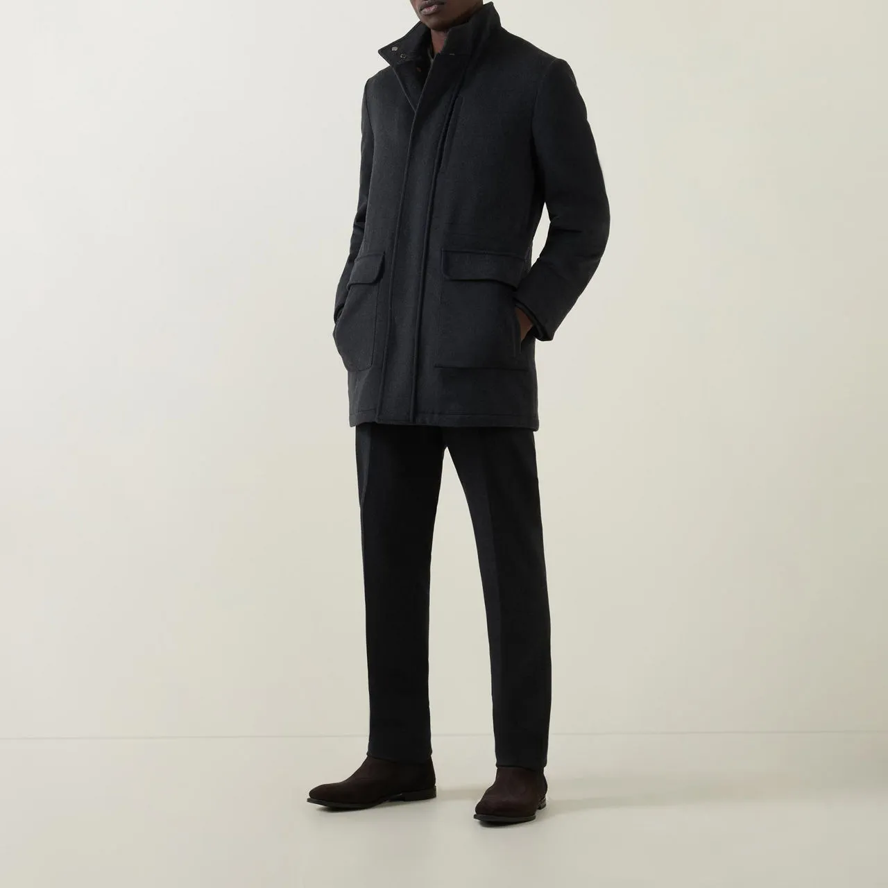 CORNELIANI Tailored Car Coat - Charcoal