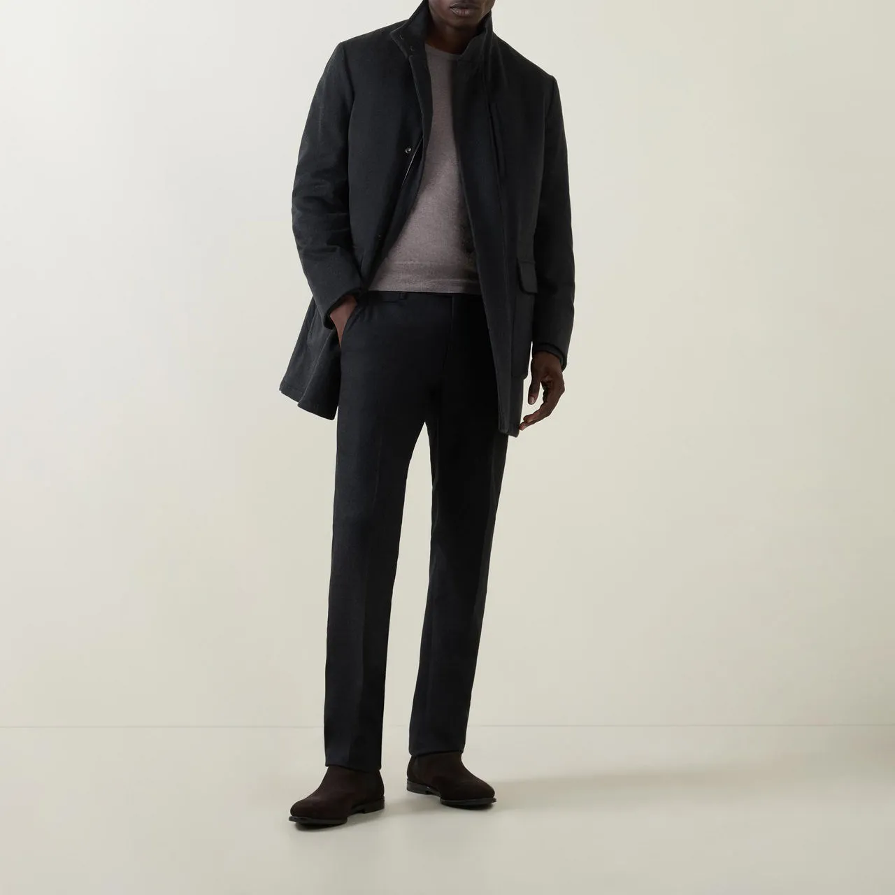 CORNELIANI Tailored Car Coat - Charcoal