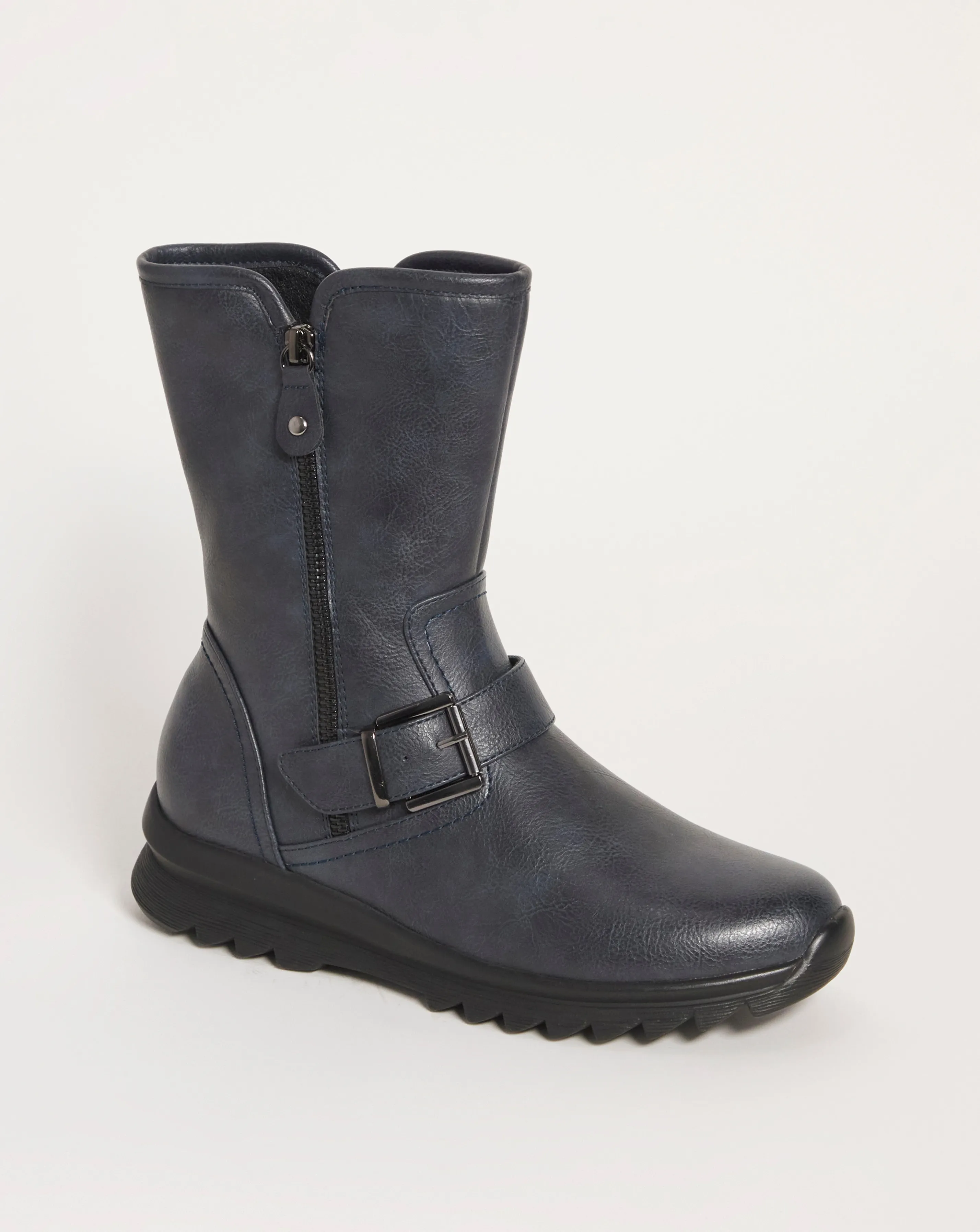 Cushion Walk Casual Boot with Side Zip Detail E Fit