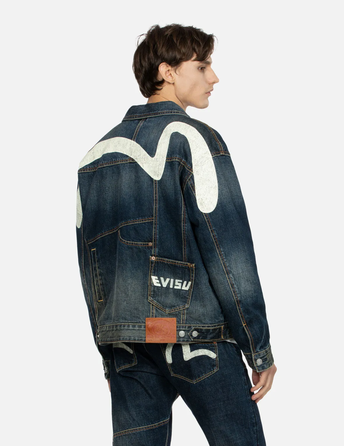 Daicock Print Loose Fit Deconstructed Denim Jacket