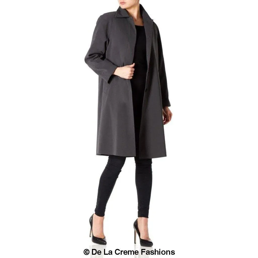 De La Creme Womens Oversized Knee Length Swing Coat