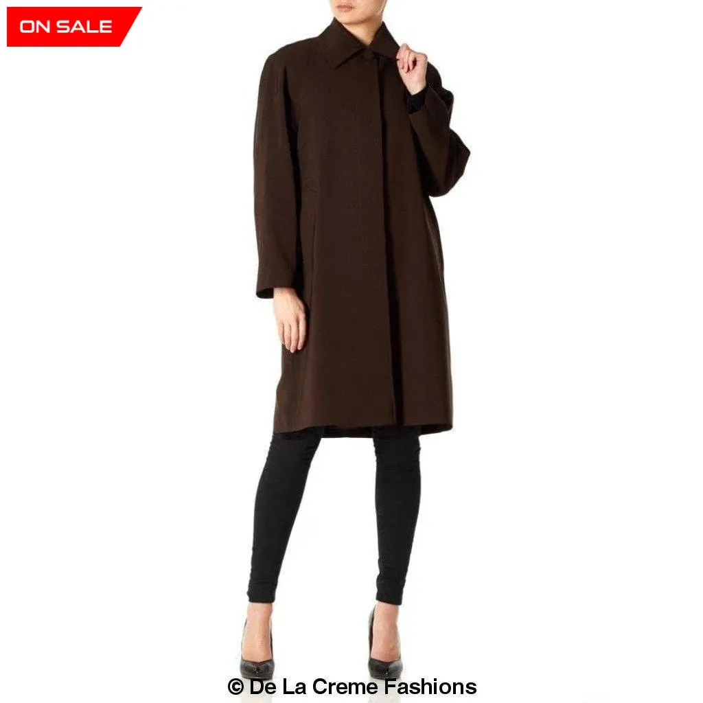 De La Creme Womens Oversized Knee Length Swing Coat