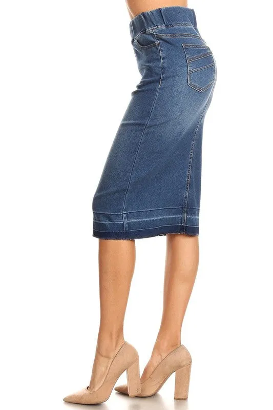 Debbie Jean Skirt Raw Hem-Medium Wash