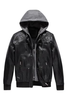 Detachable Hood & Faux Leather Jacket