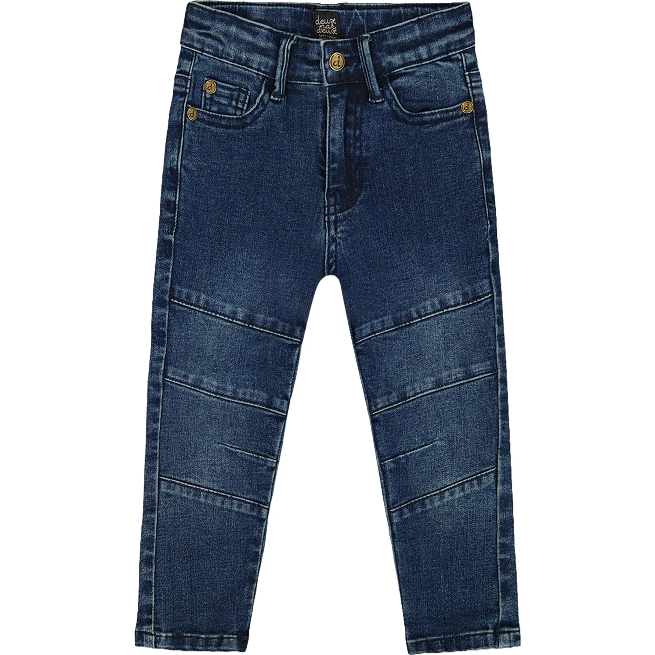 Deux par Deux Stretch Jeans Straight Leg, Dark Blue Denim